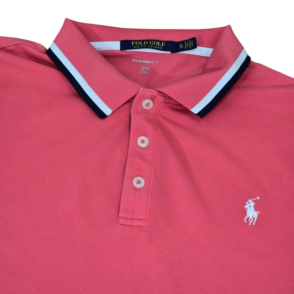 Polo Golf‎ Ralph Lauren Shirt Kids XL Pink Tailored Fit Wicking Pony Logo Tipped